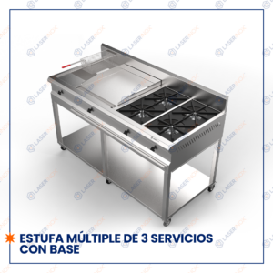 ESTUFA MÚLTIPLE DE 3 SERVICIOS CON BASE