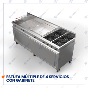 ESTUFA MÚLTIPLE DE 4 SERVICIOS CON GABINETE